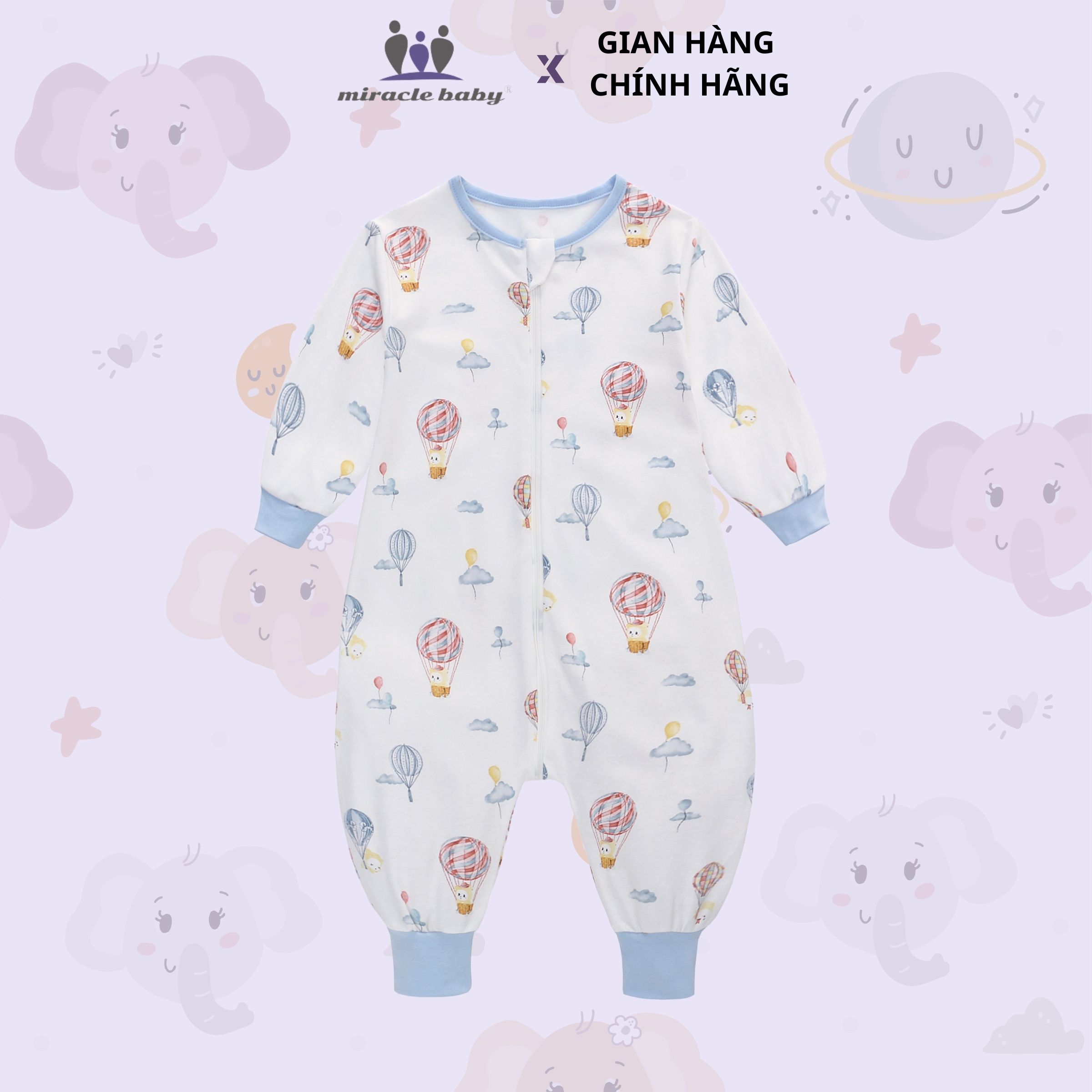Túi ngủ quần chất liệu Cotton bản cải tiến mới co giãn tốt, thoải mái, hạn chế giật mình cho bé khi ngủ_Miracle Baby