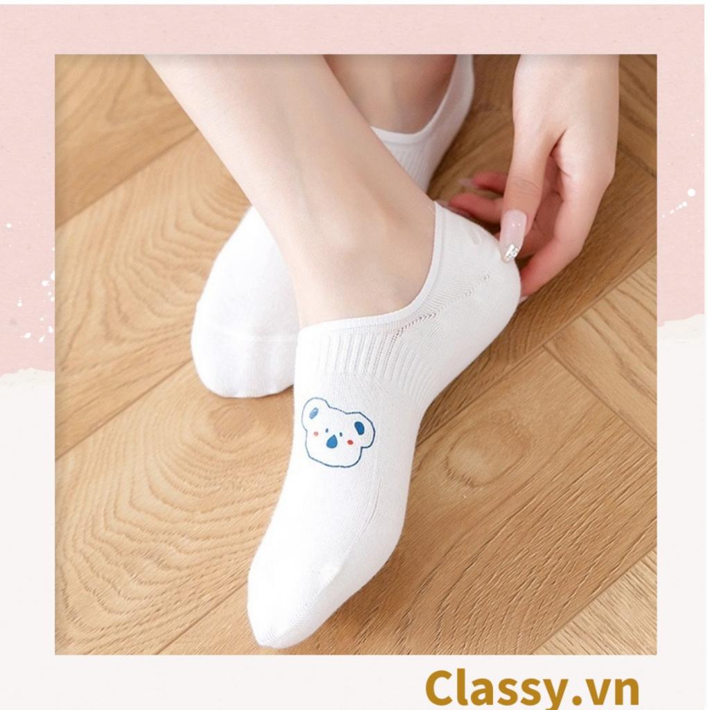 Tất nữ Classy vớ nữ cotton màu trắng mix họa tiết cute Hàn Quốc G1388