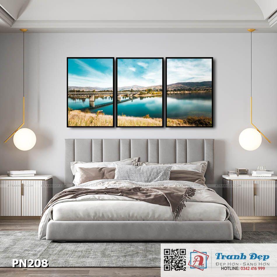 Bộ 3 tranh canvas trang trí phòng ngủ - Cây cầu - PN208