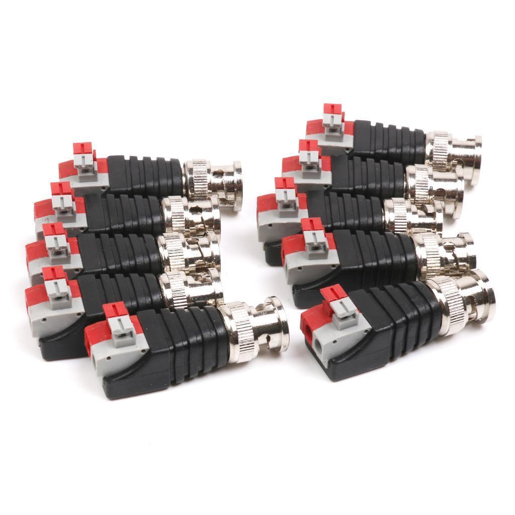 10pcs Coaxial CCTV Male BNC Video Balun Adapter Press Connectors