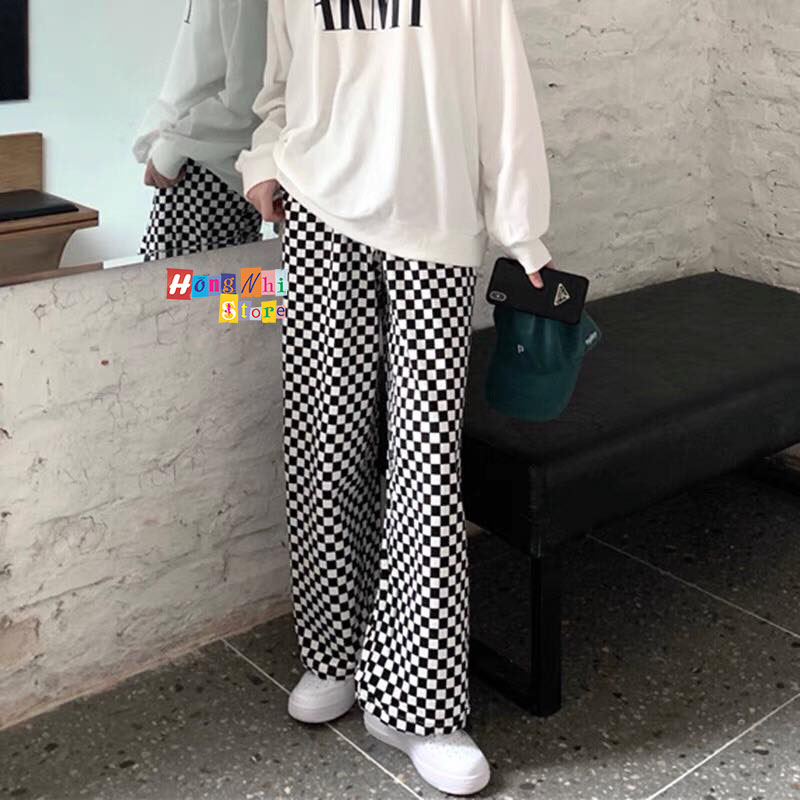 Quần Jogger 3D Caro Ulzzang Unisex Jogger Loang Màu Dây Rút Lai Ống Rộng V2 - MM