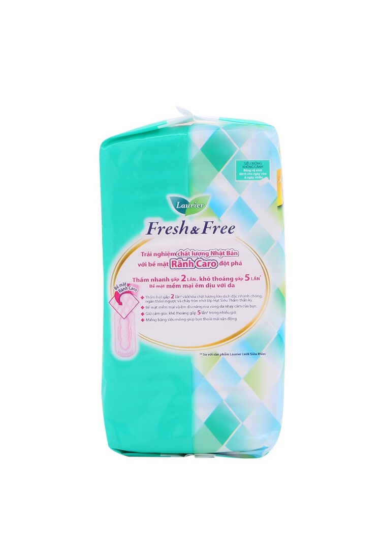 Băng Vệ Sinh Laurier Fresh & Free Siêu Mỏng Không Cánh - 20 Miếng