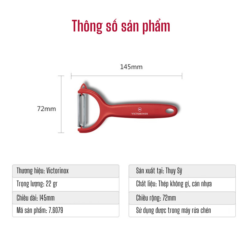 Dụng Cụ Gọt Củ Quả Lưỡi Răng Cưa Thép Không Gỉ Cao Cấp VICTORINOX Cán Nhựa