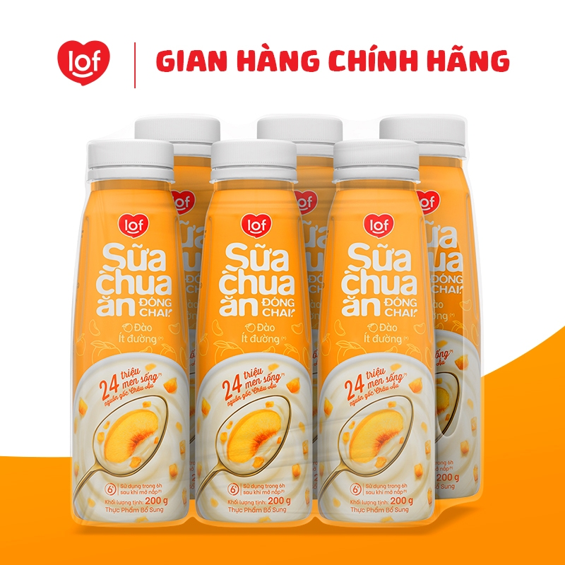 Thùng 24 chai Sữa chua ăn đóng chai LOF ít đường 200g