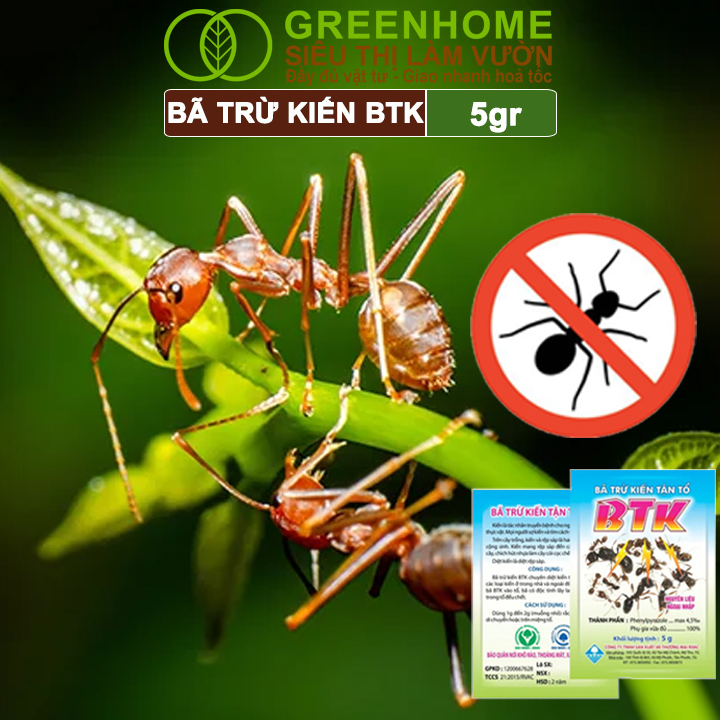 Thuốc Diệt Kiến Tận Ổ Greenhome, BTK, Gói 5gr, Hiệu Quả Cao, Dễ Sử Dụng, Tác Dụng Lâu Dài, Diệt Các Loại Kiến