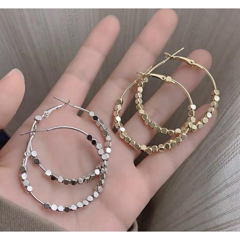 Khuyên tai bông tai nữ tròn hạt sáng đẹp Ring House
