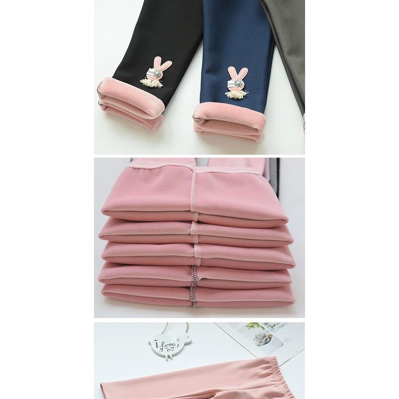 Quần legging lót lông đính thỏ mặc thu đông ấm áp cho bé hàng QCCC