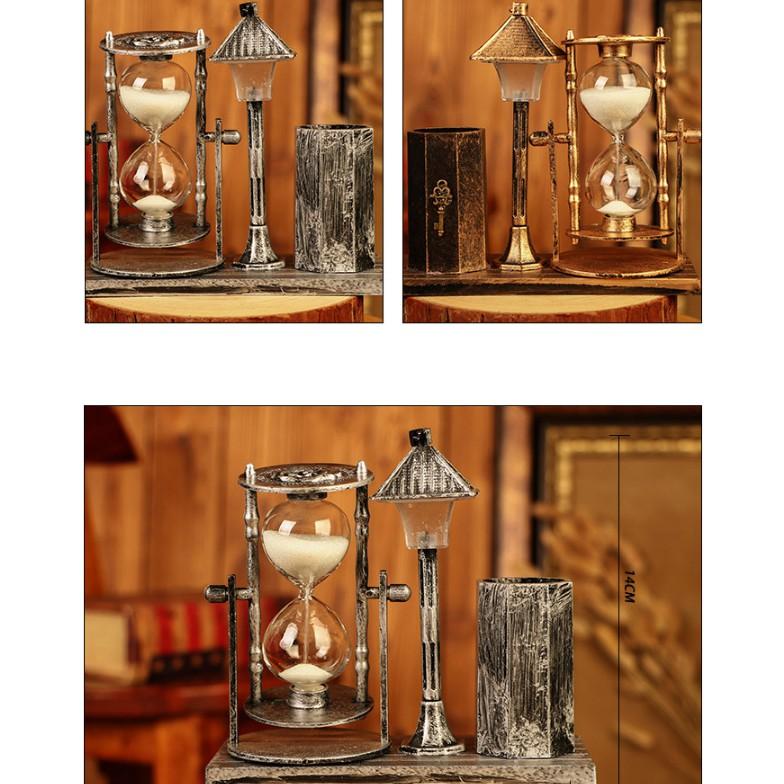 Đồng hồ cát kèm ống đựng bút có đèn phát sáng thông minh phong cách cổ điển mã ĐHC105 - vật dụng trang trí