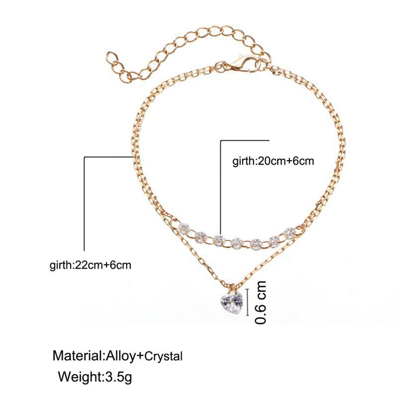 Vòng tay hợp kim đính đá hình trái tim xinh xắn cho nam và nữ