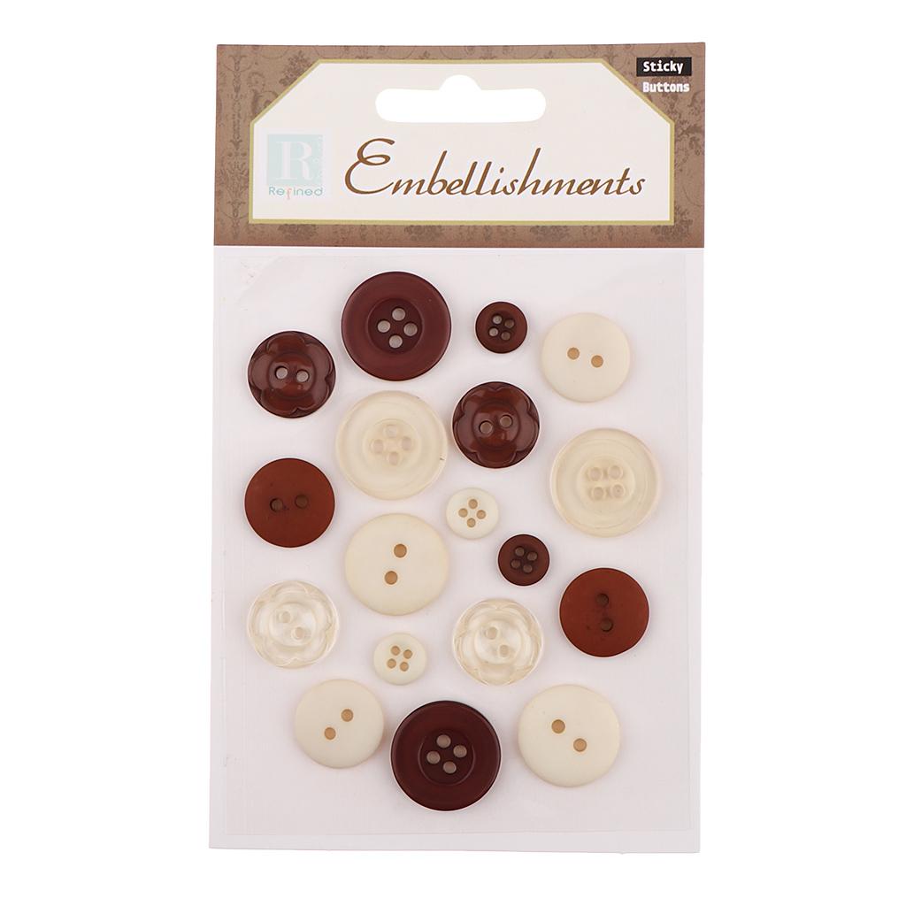 18x self adhesive assorted resin fastener button for DIY craft