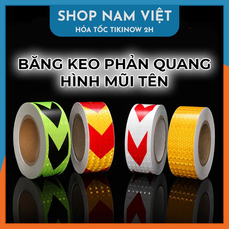 Băng Keo Phản Quang Hình Mũi Tên Cảnh Báo Ban Đêm