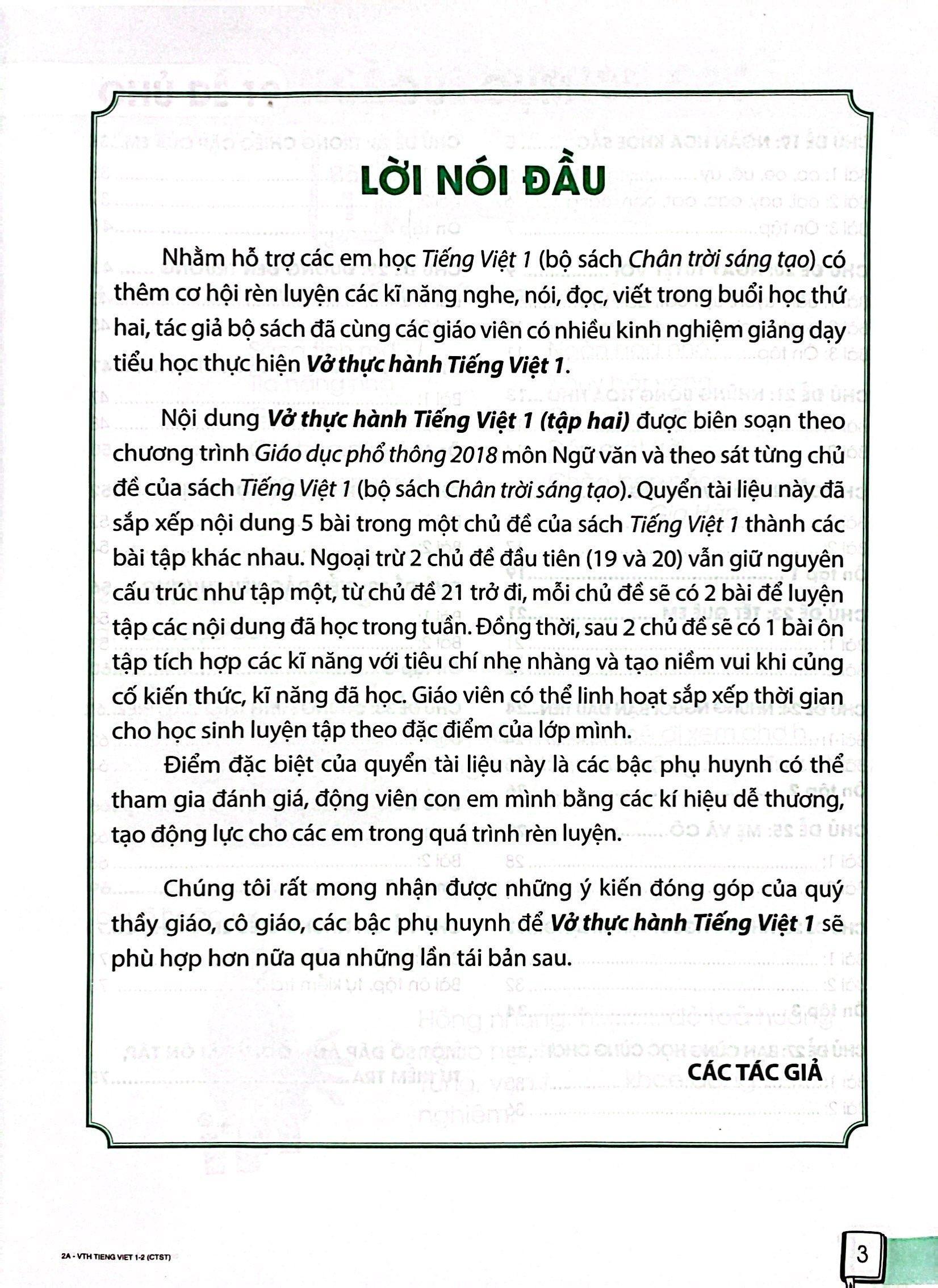 Vở Thực Hành Tiếng Việt 1 - Tập 2 (Chân Trời Sáng Tạo) (2022)