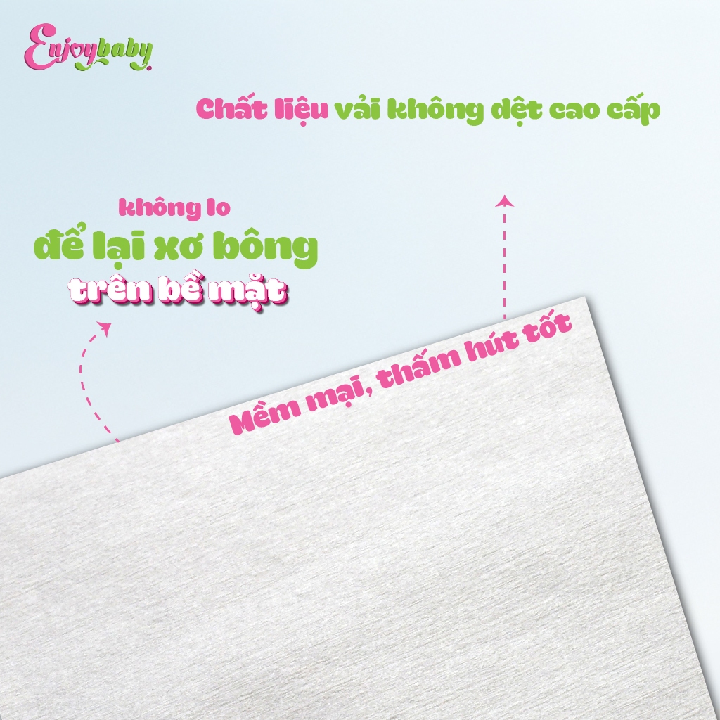 Khăn ướt baby ENJOY mềm mại, dưỡng ẩm, tiện dụng, đạt chuẩn sức khỏe SGS - Gói 20/50/65/80 tờ