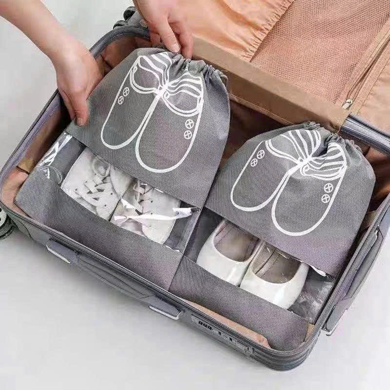 Giỏ đựng giày  , Túi đựng giày dép dây rút Có Hình chống bẩn đi du lịch dã ngoại