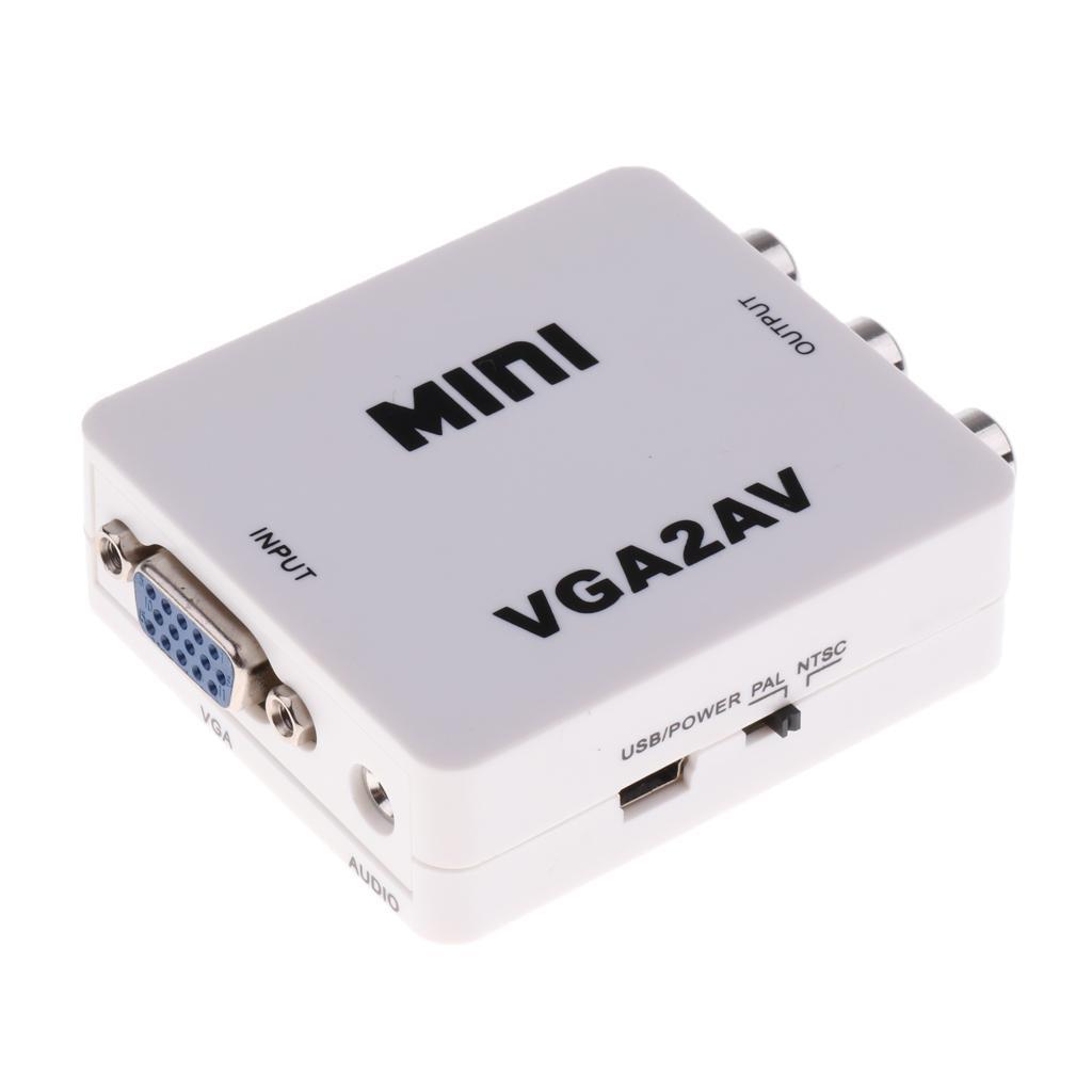 VGA to RCA AV Converter VGA2AV Audio Adapter Support 1080P NTSC PAL for PC