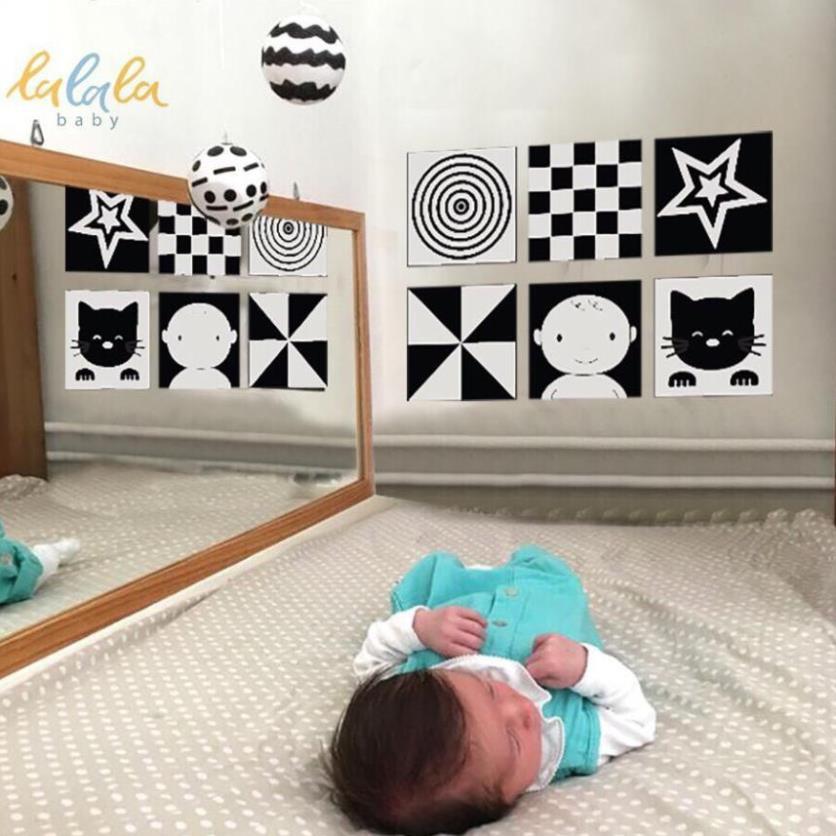 Bộ 6 thẻ dán tường KÍCH THÍCH THỊ GIÁC cho bé sơ sinh Lalala Baby giúp bé phát triển toàn diện