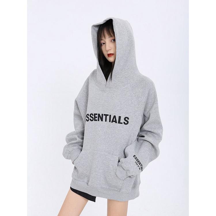 Hình ảnh Áo Khoác Hoodie Nỉ Có Mũ Form Rộng ESSENTIALS Nhiều Màu Unisex Nam Nữ Ulzzang, Áo hoodies sweater phản quang cực đẹp có mũ tôn dáng pc cho các bạn trẻ phong cách hàn quốc