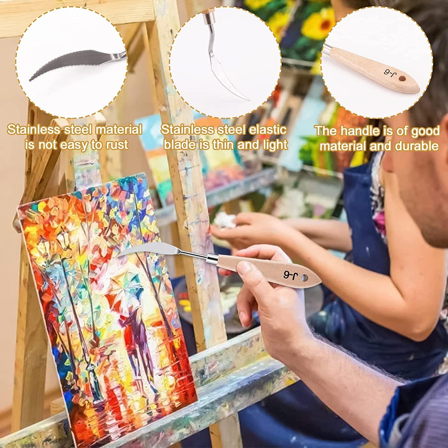 Bộ 10 con dao bảng màu, dao bảng bằng thép không gỉ vẽ hỗn hợp các dụng cụ gratoir cùng nhau cho dầu, acrylic, vẽ tranh