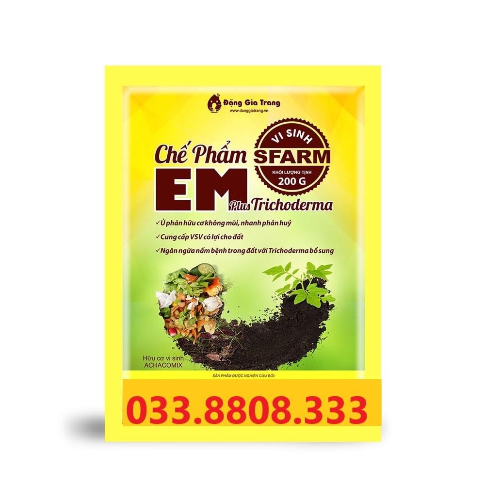 Chế Phẩm EM Plus Trichoderma Sfarm 200g phân huỷ nhanh và không mùi - Siêu Sale