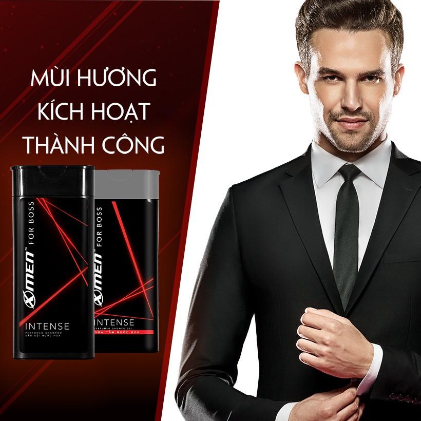 Combo dùng thử Dầu gội - Sữa tắm X-men For Boss Intense hương trầm ấm 380g/Chai