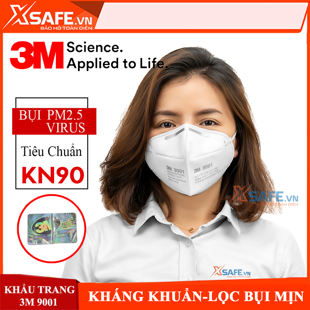 Khẩu trang chống bụi mịn 3M 9001 khẩu trang lọc bụi PM2.5 cơ chế lọc vải không dệt cùng màng lọc tĩnh điện