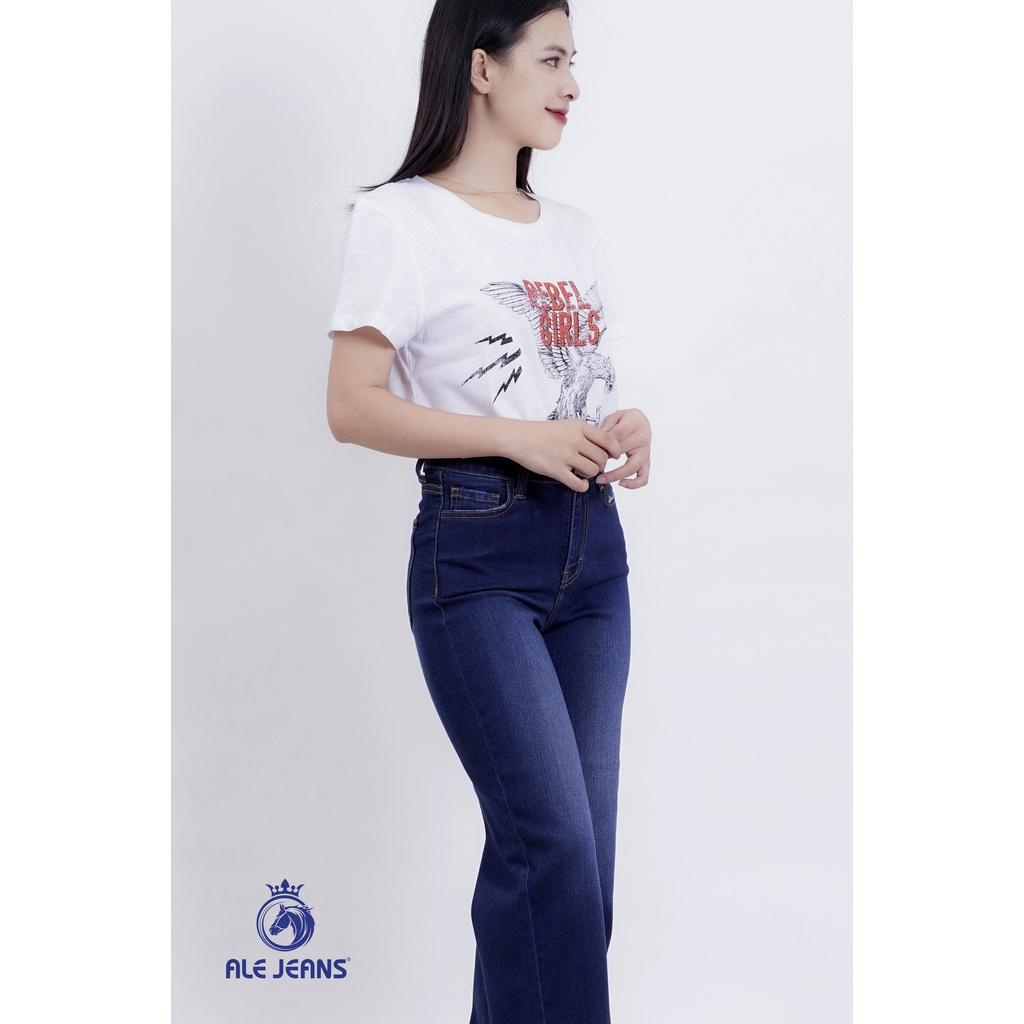 Quần Jeans Nữ Ống rộng  WWID004D ALE JEANS - Xanh đậm may lai