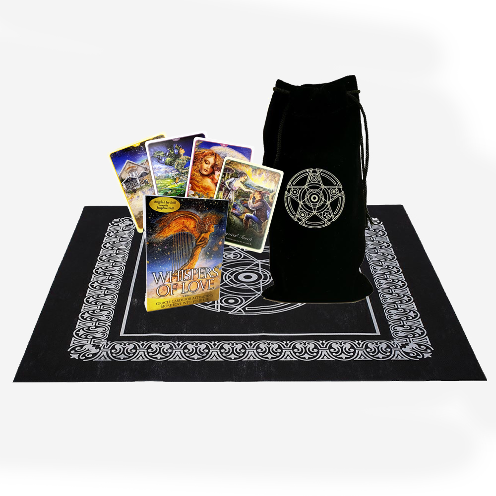 Combo Bộ Bài Bói Tarot Whispers of Love Oracle Cards New Cao Cấp và Túi Nhung Đựng Tarot và Khăn Trải Bàn Tarot