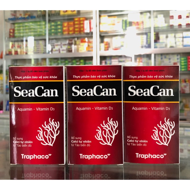 Canxi Seacan - Viên uống hỗ trợ tăng chiều cao và phòng ngừa loãng xương / Seacan Bổ sung canxi hữu cơ từ tảo biển và Vitamin D3 Magie của Traphaco, giảm loãng xương, tăng chiều cao, lọ 60 viên