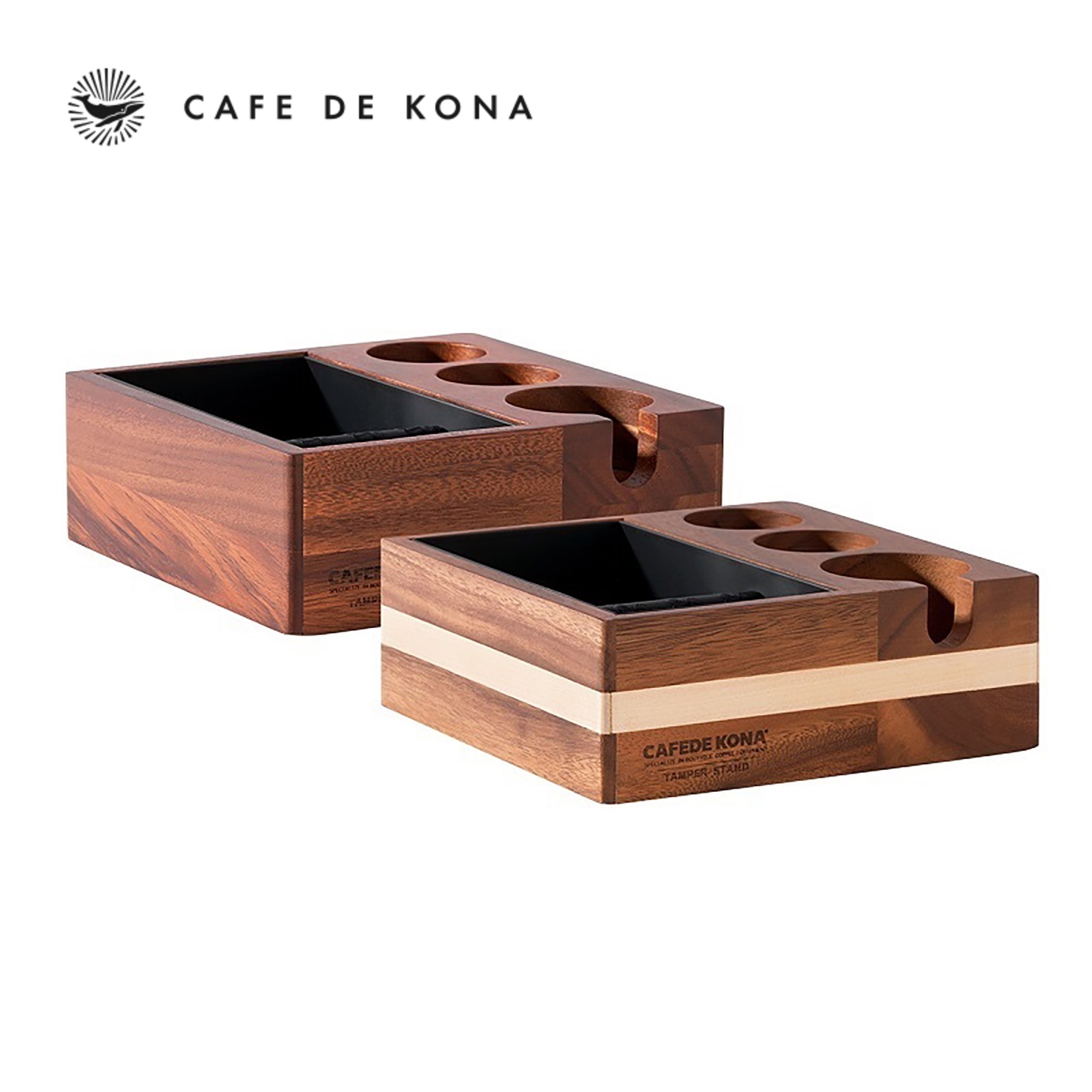 Đập bã cà phê giá đỡ tamper espresso gỗ óc chó CAFE DE KONA 3 trong 1