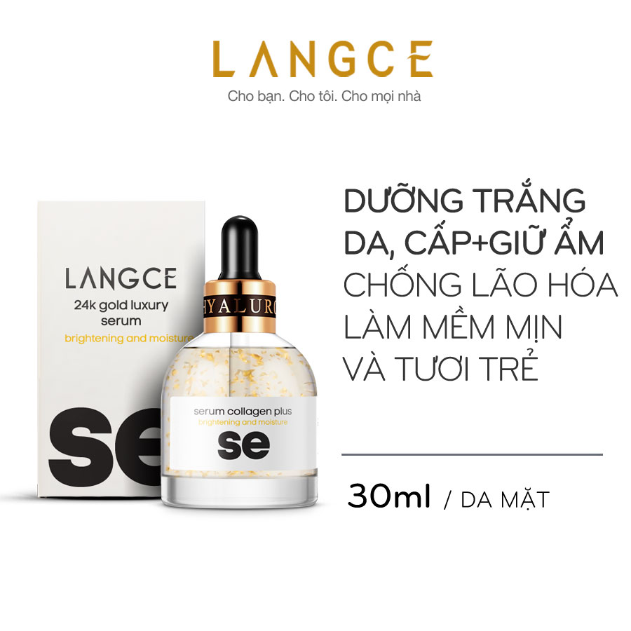 Serum 24k Trắng Da, Giữ Ẩm Chống Lão Hóa 30ml TẶNG Kem Làm Rụng Lông Trắng Da 20ml LANGCE