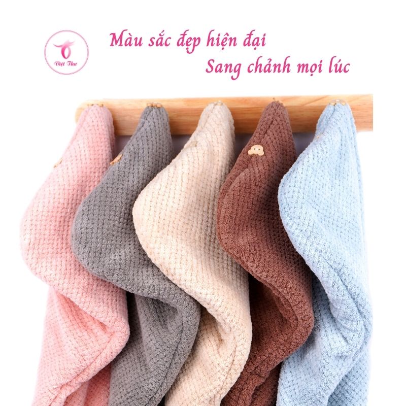 Khăn ủ tóc nhanh khô VIỆT THƯ, khăn quấn tóc microfiber 2 lớp siêu dày, siêu mềm, siêu thấm, 25x65cm, 160gr – Hàng Chính Hãng