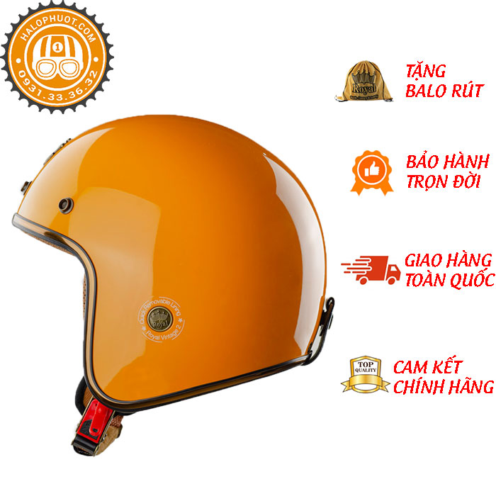 Nón bảo hiểm 3/4 ROYAL M20C vàng nghệ bóng