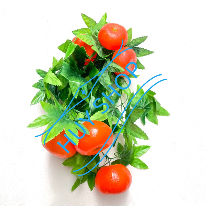 Dây Trái Cam đỏ nhân tạo trang trí - Trái Cây giả