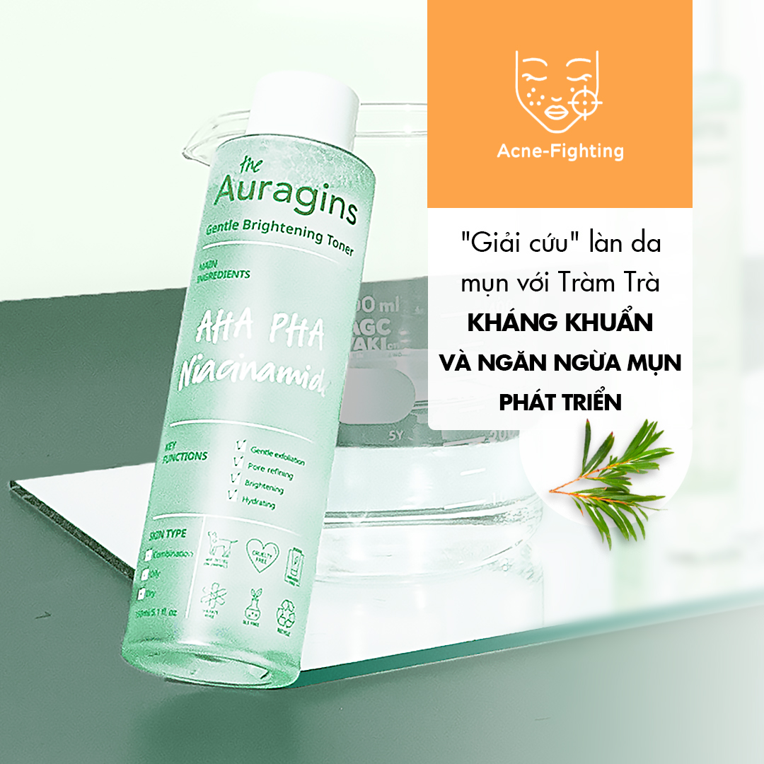 Nước hoa hồng sáng da, ngừa mụn AHA PHA The Auragins Gentle Brightening Toner 150ml