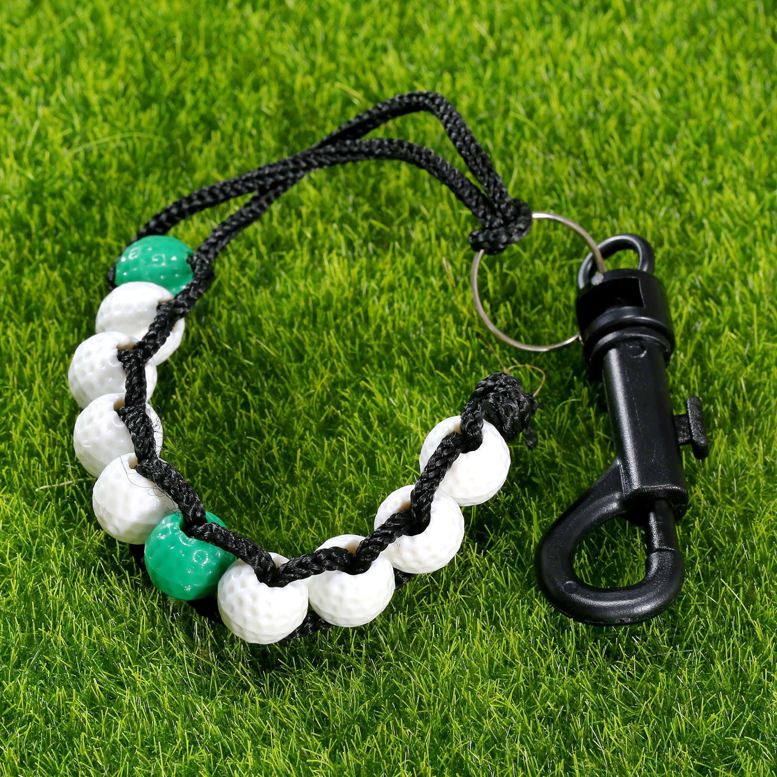 Câu Lạc Bộ Golf Bện Nylon Đột Quỵ Bắn Chuỗi Hạt Putt Số Điểm Phản Thủ Môn Ghi Điểm Nhựa Hạt Bóng Golf Với Carabiner Snap Clip