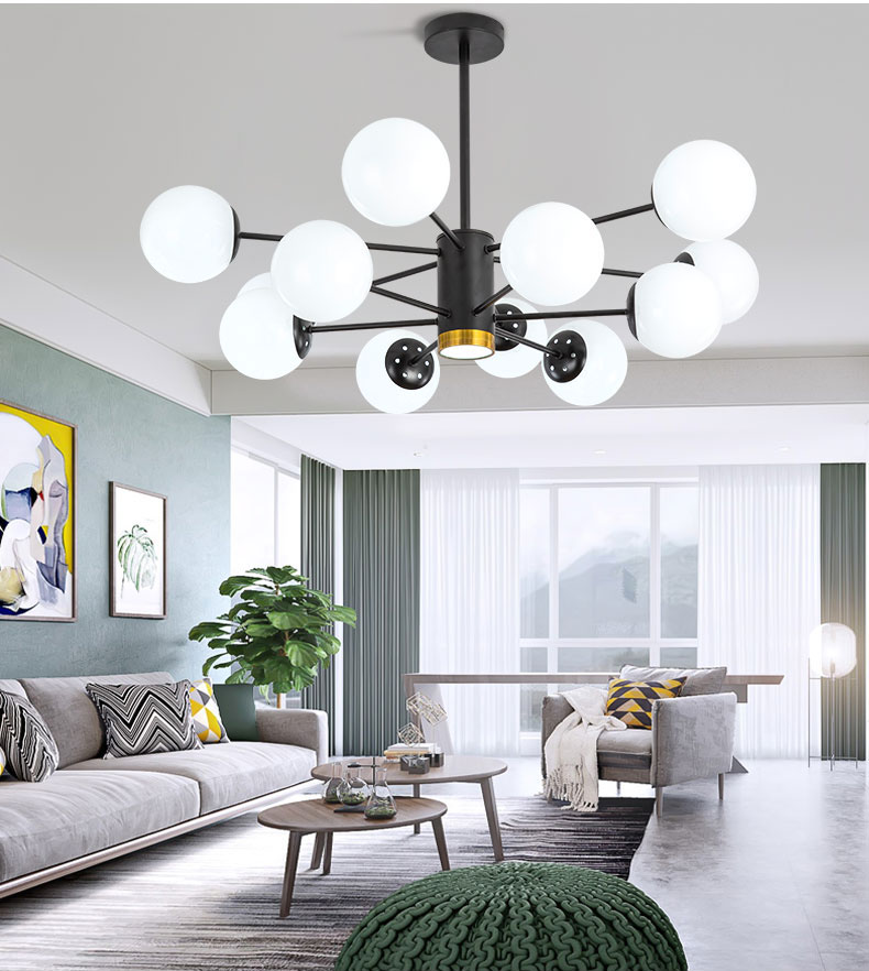 Đèn chùm ALIGA cao cấp hiện đại loại 12 bóng trang trí nội thất sang trọng - Kèm bóng LED chuyên dụng.