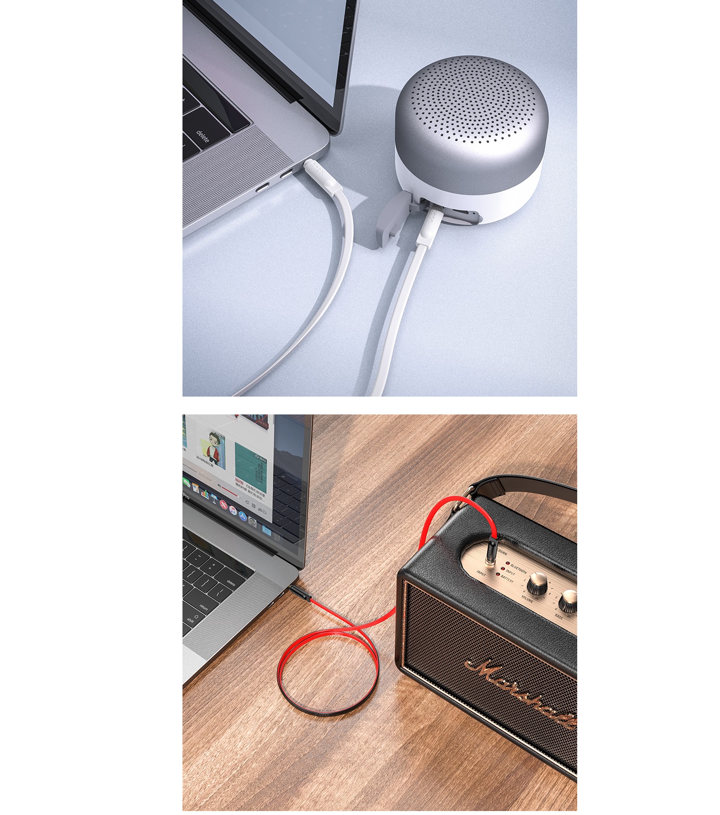 Cáp âm thanh AUX 2 đầu 3.5 mm cho điện thoại tai nghe laptop loa hoco UPA16 dây dẹp UPA19 dây dù _ Hàng chính hãng