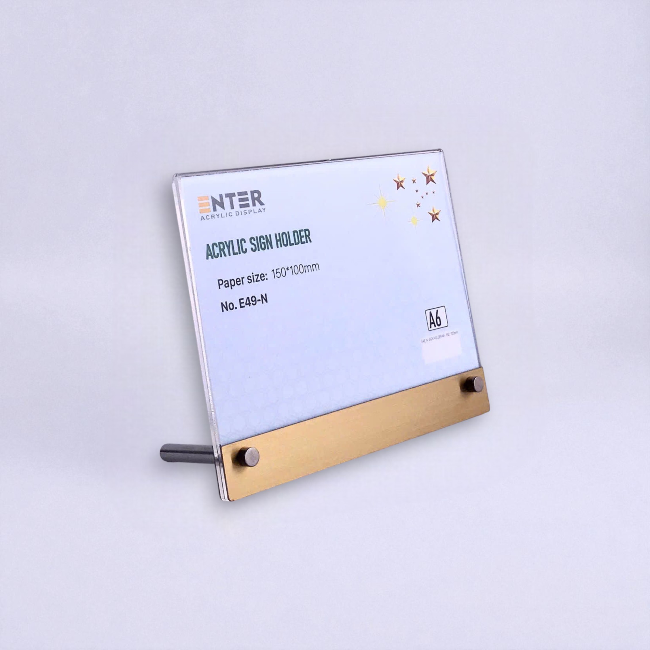 Kệ mica 1 mặt Enter E49-N 150x100mm liên kết bulon A6 ngang