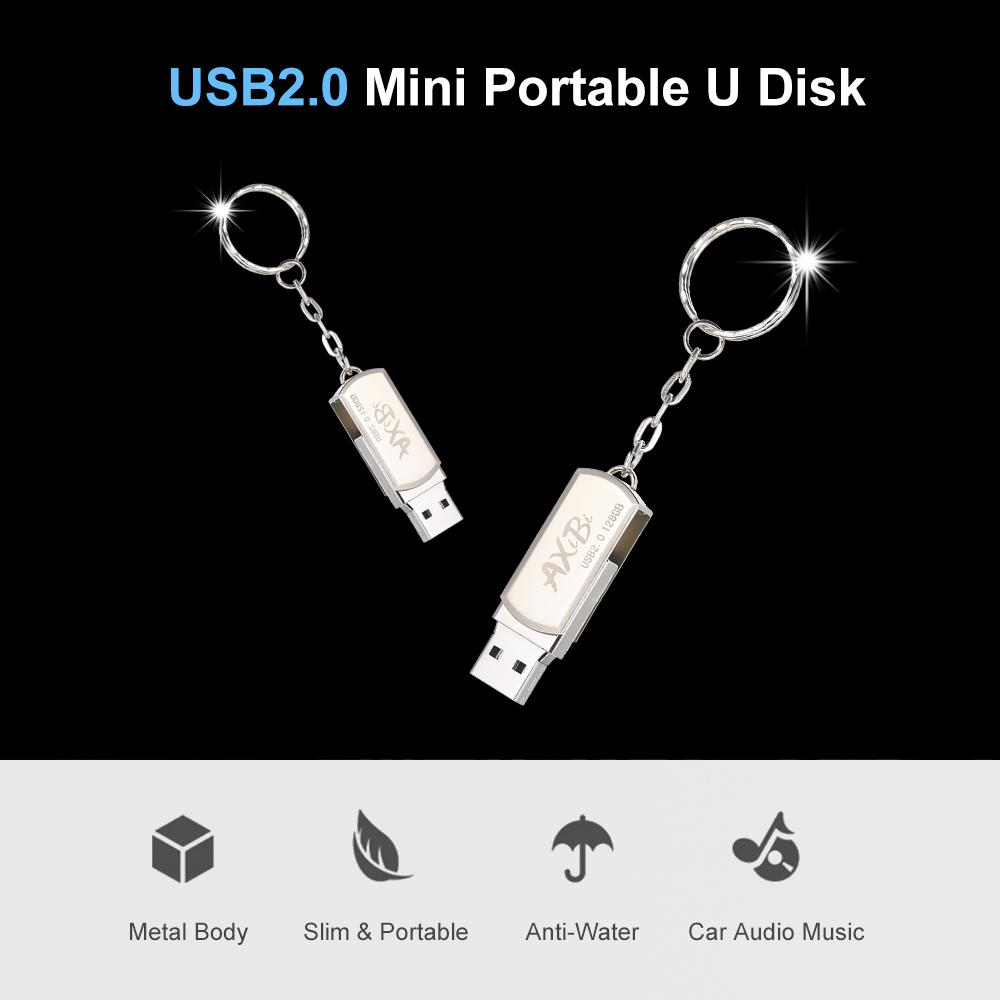 Ổ đĩa flash USB USB2.0 Mini Portable U Disk 64GB Mặt dây chuyền Ô tô Pen Drive Silver cho PC Laptop - 64G