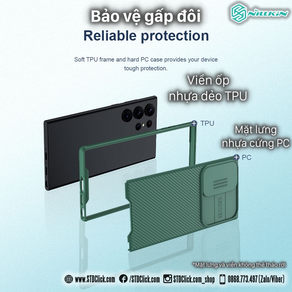 ỐP LƯNG DÀNH CHO ĐIỆN THOẠI SAMSUNG GALAXY S23 ULTRA 5G NILLKIN CAMSHIELD PRO BẢO VỆ CAMERA