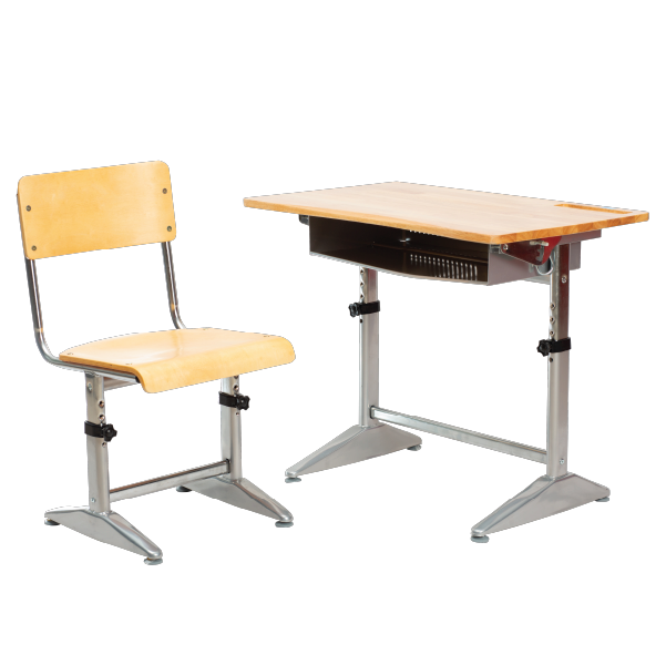 Bộ Bàn Ghế Học Sinh Cao Cấp Gỗ Tự Nhiên BHS-14-04CS Mặt Bàn Điều Chỉnh Được Độ Nghiêng