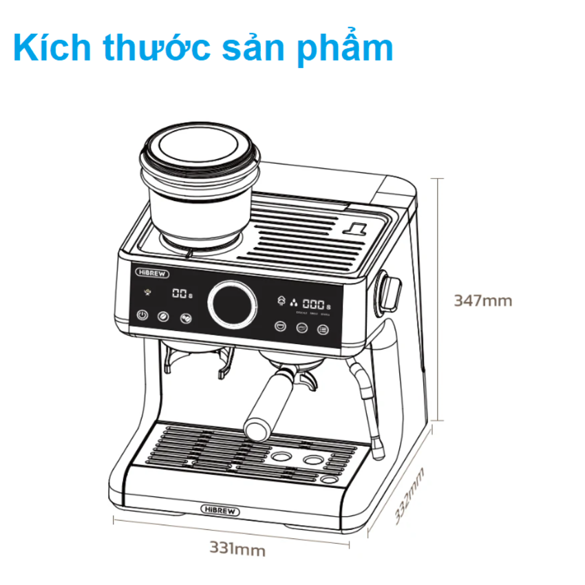 Máy pha cà phê Espresso chuyên nghiệp 3 in 1, thương hiệu Mỹ cao cấp HiBREW H7A, 3000W, Dung tích 2,8 lít, 20 bars - Bảo hành 12 Tháng, Hàng chính hãng