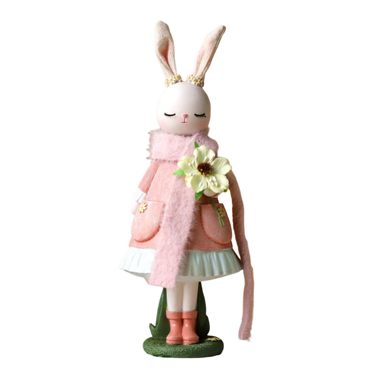Modern Bunny Figurine Easter Rabbit Statue for Desktop Office Bookshelf