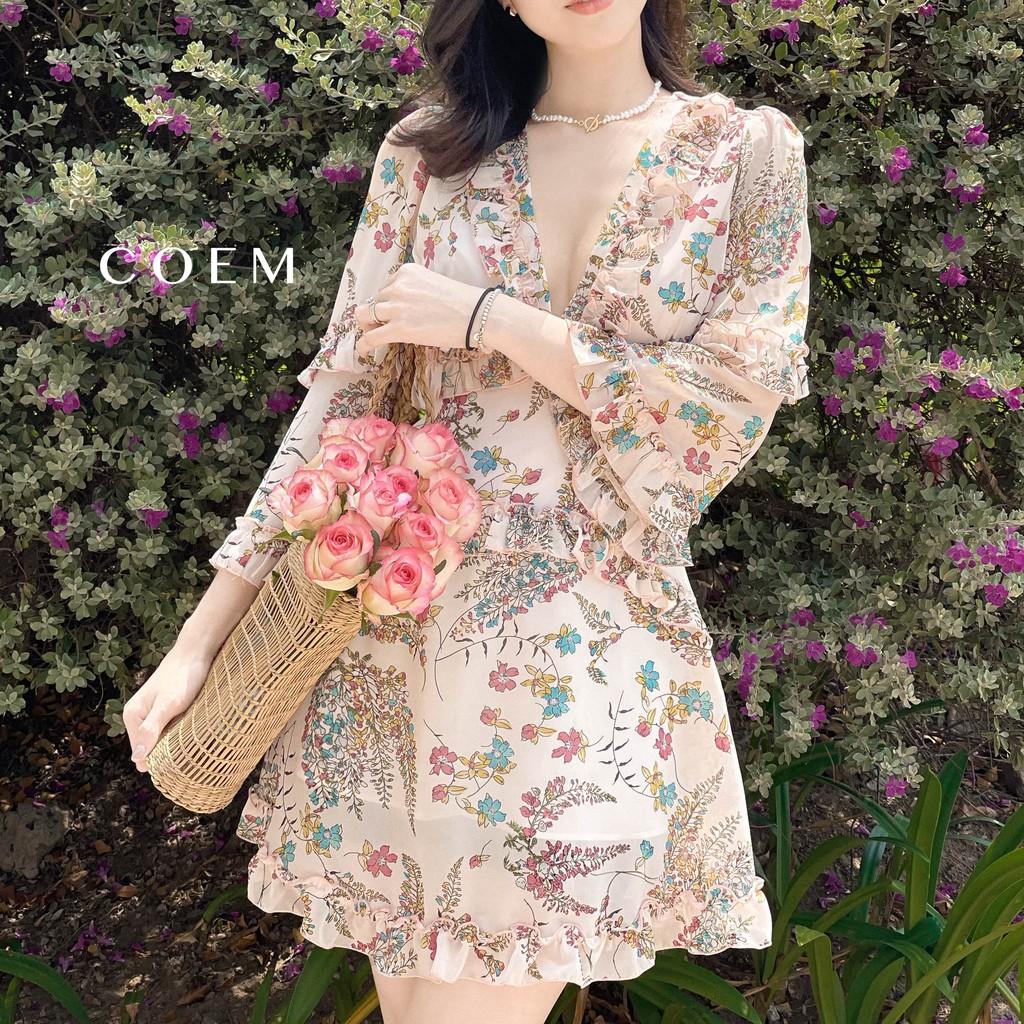 Đầm Ngắn Cổ V Tay Lỡ Chất Liệu Voan Cát CO EM Thiết Kế Cao Cấp Phù Hợp Dạo Phố, Du Lịch, Đi Chơi