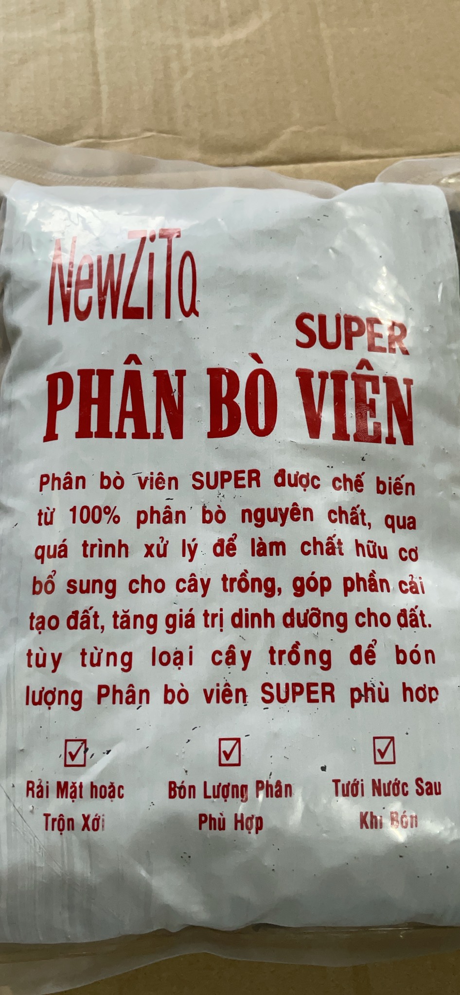 Phân bò đã qua xử lý viên nén Newzita gói 1kg