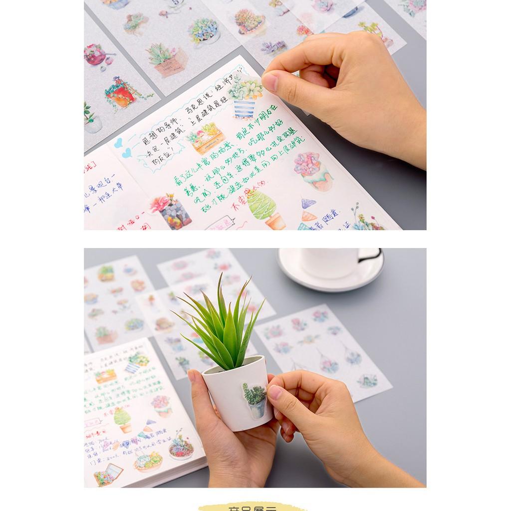 Set 6 tấm sticker xương rồng dạng giấy washi