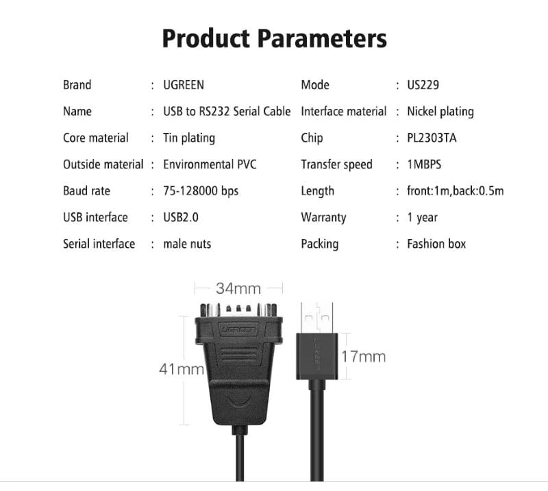 Ugreen UG30770US229TK 1.5M màu Đen Cáp chuyển đổi USB 2.0 sang 4 đầu COM cao cấp - HÀNG CHÍNH HÃNG