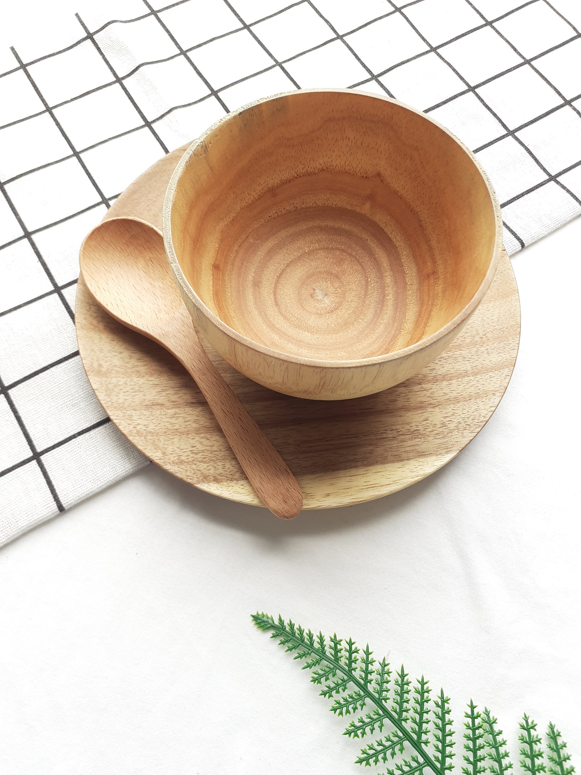 Khay, đĩa gỗ keo tròn 20 cm đựng bát, hoa quả, đồ ăn