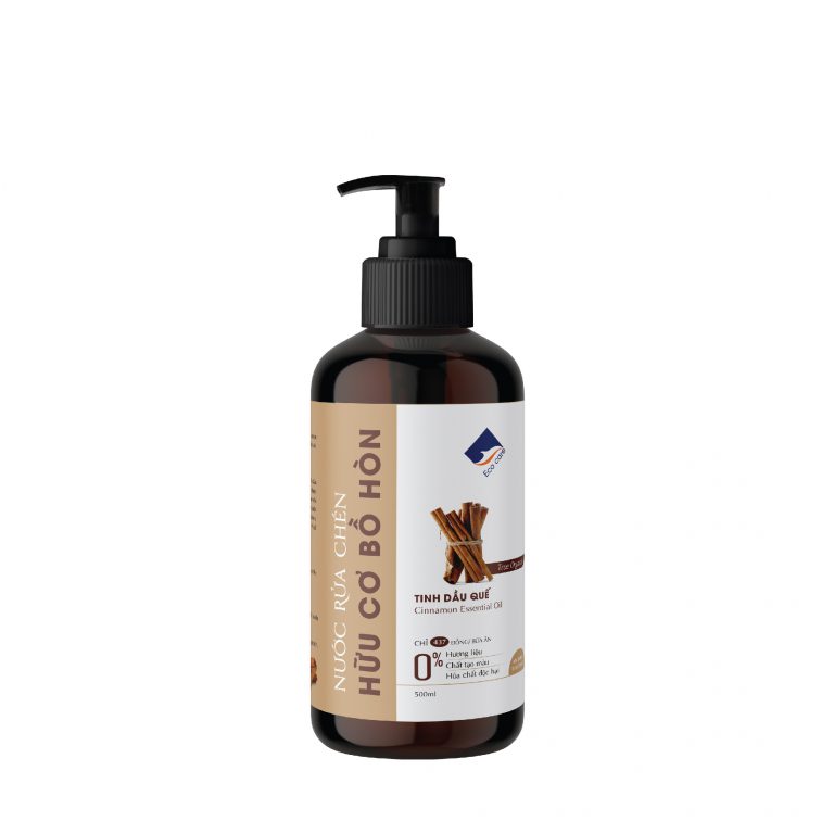 Nước rửa chén hữu cơ Bồ hòn Ecocare - 100% thực vật, không hóa chất, tinh dầu khử mùi, chăm sóc da tay, tiết kiệm nước 30% - Chai 500ml