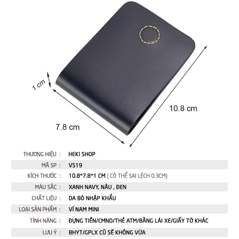 Ví nam nữ mini da bò nhỏ gọn thời trang Ví sen VS19